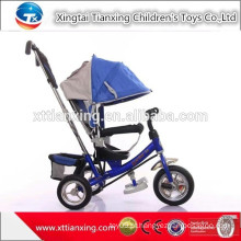 Venda Por Atacado Air Tire Steel Frame criança triciclo brinquedo, triciclos do bebê com push bar e Canopy